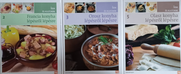 3 db knyv az zek s kultrk sorozatbl:  Olasz konyha lpsrl lpsre  +  Francia konyha lpsrl lpsre +  Orosz konyha lpsrl lpsre