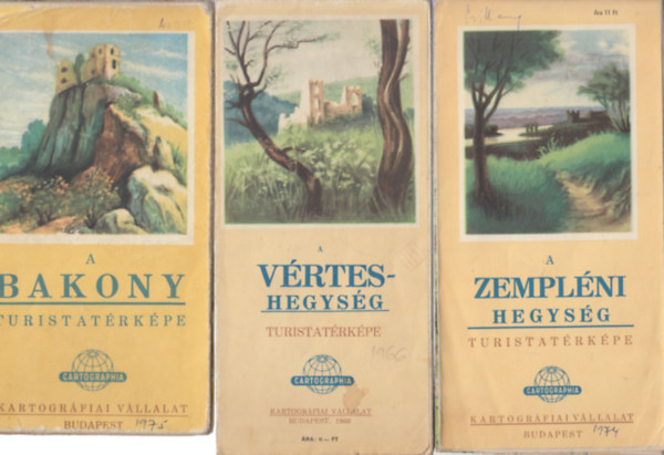 5 db turistatrkp: Bakony + Vrtes + Zemplni + Bkk + Mecsek