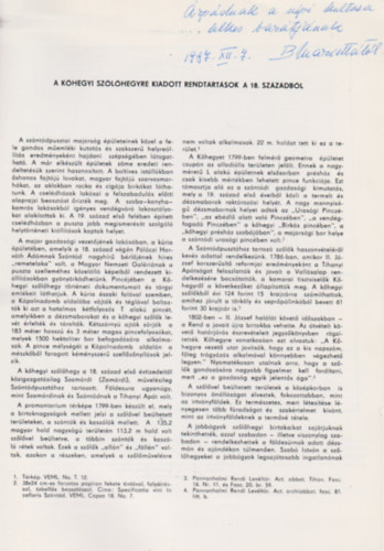 Boross Marietta - A khegyi szlhegyre kiadott rendtartsok a XVIII. szzadbl (Dediklt)