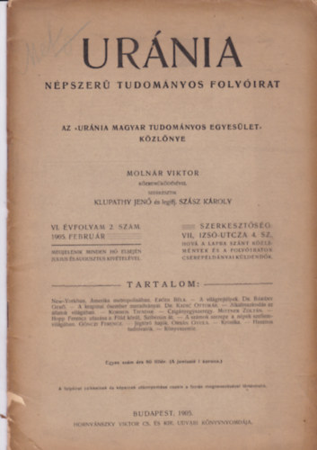 Urnia 1905 Npszer Tudomnyos Folyirat 2 szm