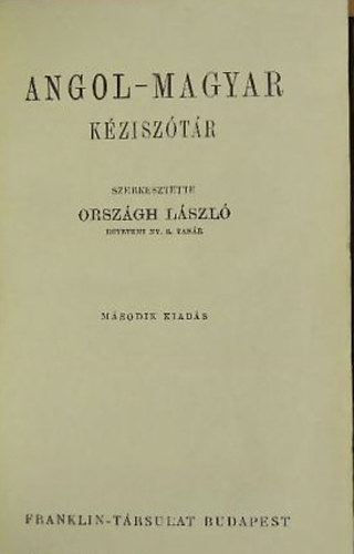 Országh László - Angol-magyar kéziszótár