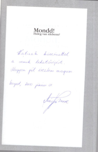 M�rton Imre - Mondd ! Hideg van idebenn? - versek - Dedik�lt