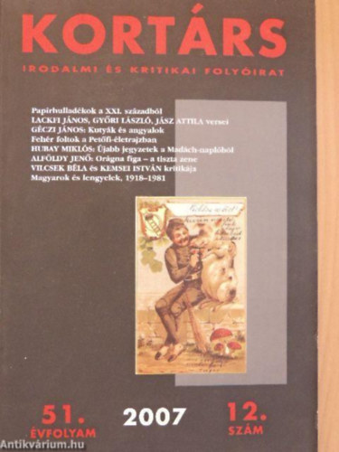 Kort�rs irodalmi �s kritikai foly�irat 2007 51. �vfolyam 12. sz�m