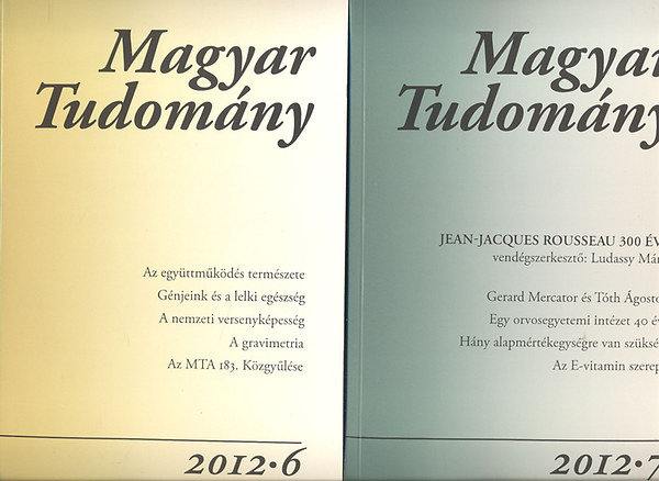 Csnyi Vilmos (szerk.) - Magyar Tudomny 2012/6, 7, 8, 9, 10, 11, 12 s 2013/3, 6 szmok (9 db. lapszm)