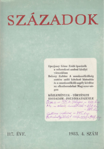 Századok 1983/4. (A Magyar Történelmi Társulat közlönye)