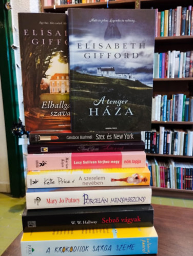 Katherine Pancol, W. W. Hallway, Mary Jo Putney, Katie Price, Marian Keyes, Melissa Moretti, Candace Bushnell, Elisabeth Gifford - Romantikus knyvcsomag 9 darabos KNYVMENT AJNLAT: A krokodilok srga szeme, Sebz vgyak, Porceln menyasszony, A szerelem nevben, Lucy Sullivan frjhez megy, Szlt a szl, Szex s New York, A tenger hza, Elhallgatott szavak