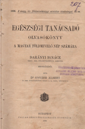 Dr. Osv�th Albert - Eg�szs�gi tan�csad� - Olvas�k�nyv a magyar f�ldmivel� n�p sz�m�ra
