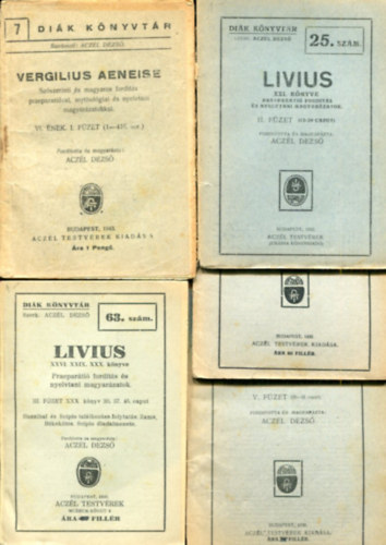 Aczél Dezső (szerk.) - 5 db Vergilius és Livius kötet