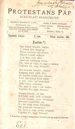 Lgler; Klmn szerk. - Protestans pap - Gyakorlati szakkzlny