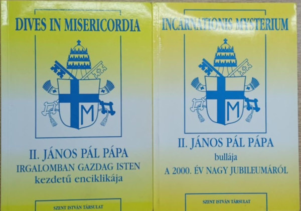 2 db vall�si t�m�j� k�tet: II. J�nos P�l p�pa irgalomban gazdag Isten kezdet� enciklik�ja - II. J�nos P�l p�pa bull�ja a 2000. �v nagy jubileum�r�l