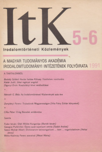 Irodalomtrtneti Kzlemnyek 5-6 / 1991