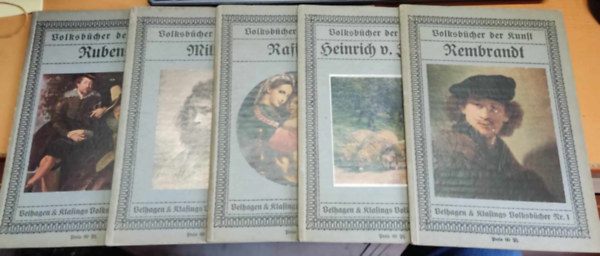 Rembrandt, Heinrich V. Zgel, Raffael, Millet, Rubens - 5 db Volksbcher der kunst: Nr. 1: Rembrandt; Nr. 13: Heinrich V. Zgel; Nr. 26: Raffael; Nr. 32: Millet; Nr. 48: Rubens