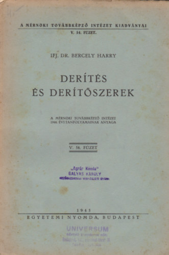 Ifj. Dr. Bercely Harry - Der�t�s �s der�t�szerek
