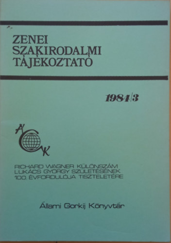 Gyimes Ferenc (szerk.) - Zenei Szakirodalmi Tjkoztat 1984/3