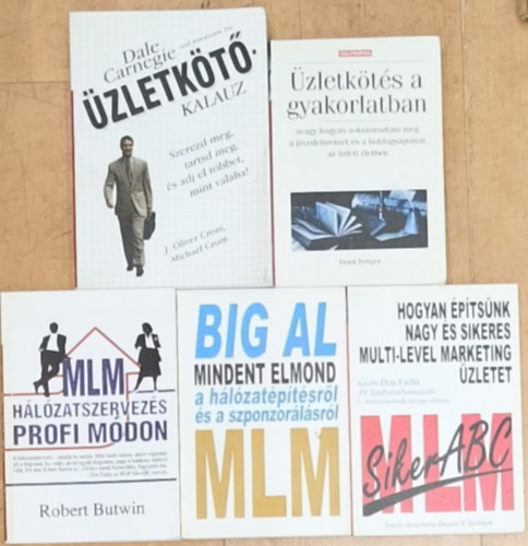 J. Oliver Crom, Michael Crom, Frank Bettger, Robert Butwin, Tom Schreiter, Don Failla - 5db marketinggel, MLM-mel, menedzseléssel kapcsolatos kézikönyv - Üzletkötő-kalauz, Üzletkötés a gyakorlatban, MLM hálózatszervezés profi módon, Big Al mindent elmond, MLM siker ABC