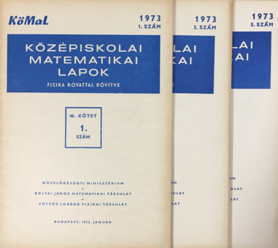 Mveldsgyi Minisztrium - Kzpiskolai matematikai lapok (fizika rovattal bvtve) - 46. ktet - 1., 3., 5. szmok (3 ktet)