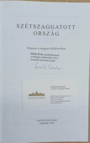 B�r� Zolt�n (szerk.) - Sz�tszaggatott orsz�g (Lezs�k S�ndor al��r�s�val)