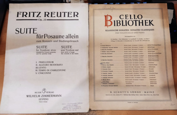 Fritz Reuter, B. Schott's - 2 kotta: Fritz Reuter Op. 23 (Z:11520) + Cello Bibliothek (30425)