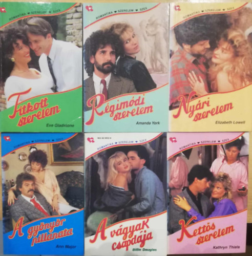 6 db a Romantika Szerelem Szex sorozatból (Kettős szerelem, A gyönyör pillanata, A vágyak csapdája, Nyári szerelem, Titkolt szerelem, Régimódi szerelem)
