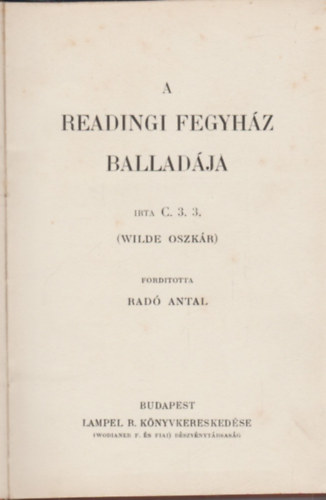 Oscar Wilde - A readingi fegyh�z ballad�ja
