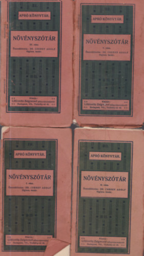 Dr Cserey Adolf - Növényszótár I., II., III., V.