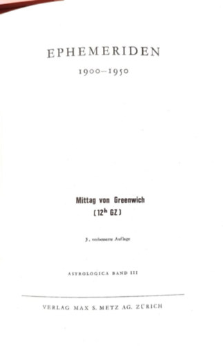 Ephemeriden 1900-1950 - Mittag von Greenwich