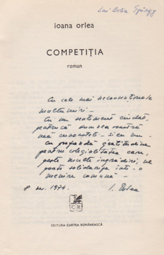 Ioana Orlea - Competitia (Dedikált)