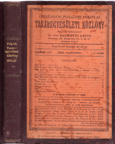 Siklaki Istvn (szerk.) - Orszgos Polgri Iskolai Tanregyesleti Kzlny 19347-35 (XXXIX. vfolyam)