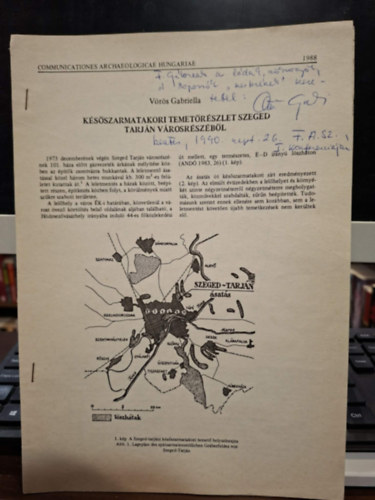 V�r�s Gabriella - Communicationes Archaeologicae Hungariae (K�l�nlenyomat): K�s�szarmatakori temet�r�szlet Szeged Tarj�n v�rosr�sz�b�l