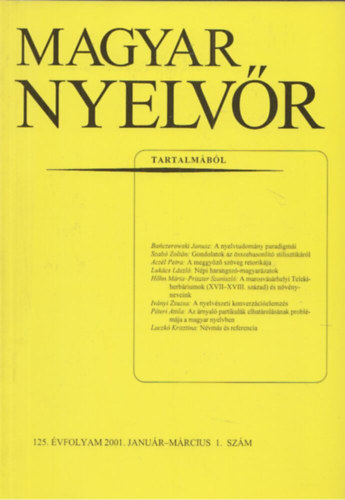 Keszler Borbla (szerk.) - Magyar Nyelvr 125. vf. 2001. 1-4. szm (teljes)