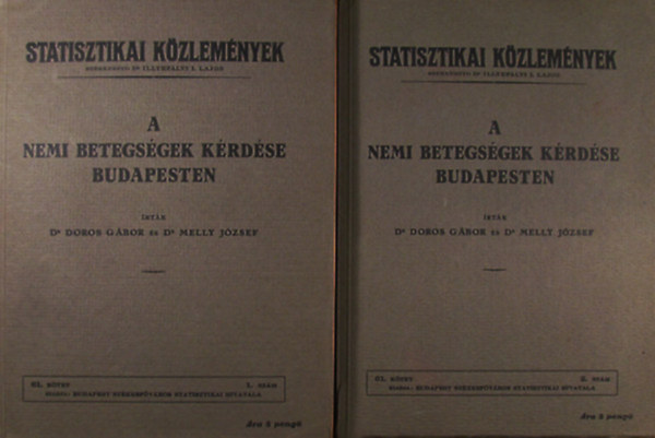 Dr. Doros Gbor - Dr. Melly Jzsef - A nemi betegsgek krdse Budapesten I-II. (Statisztikai kzlemnyek)