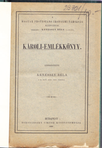 Kenessey B�la - K�roli-eml�kk�nyv