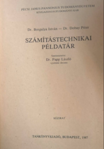 Dr. Borgulya Istvn, Dobay Pter - Szmtstechnikai pldatr