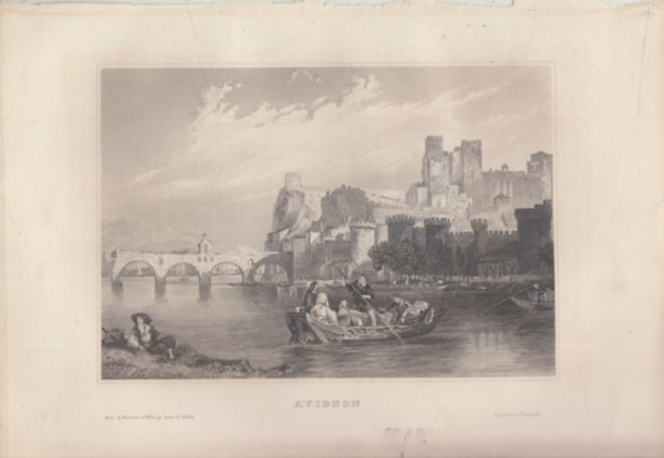 Avignon (v�ros, Franciaorsz�g, Eur�pa) (16x23,5 cm lapm�ret� eredeti ac�lmetszet, 1856-b�l)