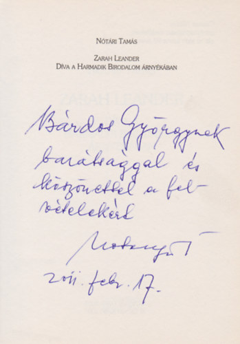 Nótári Tamás - Zarah Leander - Díva a Harmadik Birodalom árnyékában (CD melléklettel) (Dedikált)