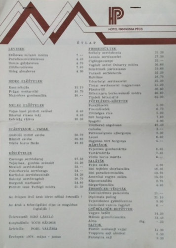 Hotel Pannonia Pcs - tlap (1978)