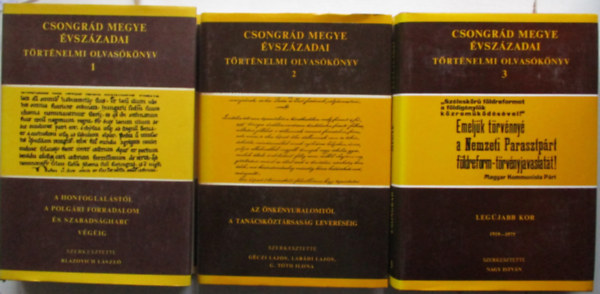 Szerkesztette: 1. Blazovich L�szl� / 2. G�czi Lajos-Lab�di Lajos-G. T�th Ilona / 3. Nagy Istv�n - Csongr�d megye �vsz�zadai - T�rt�nelmi olvas�k�nyv 1-3. (Teljes)
