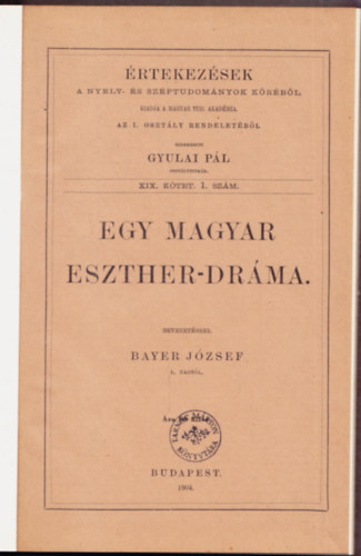 Bayer Jzsef - Egy magyar Eszther-drma.