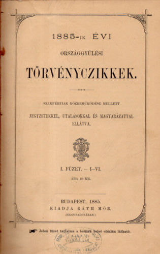 1885 IK vi Orszggylsi Trvnyczikkek