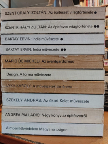 Szentkirlyi Zoltn, Baktay Ervin, Mario De Micheli, Lyka Kroly, Szkely Andrs, Andrea Palladio - 10 db Kpzmvszeti Zsebknyvtr: Az ptszet vilgtrtnete I-II. (1-2.); India mvszete I-II.; Az avantgardizmus; A forma mvszete; A mvszetek trtnete; Az kori Kelet mvszete; Ngy knyv az ptszetrl; A m