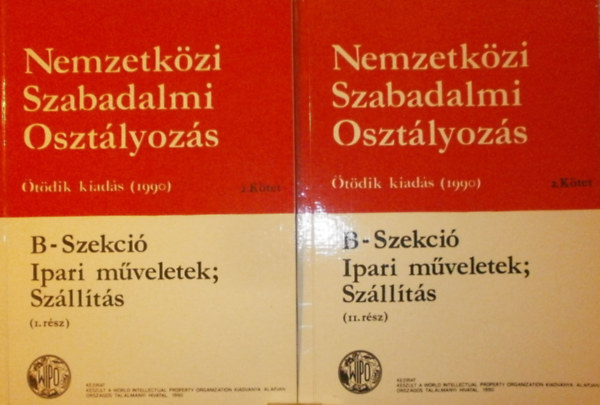 Nemzetközi Szabadalmi Osztályozás II. kötet (B-Szekció - Ipari műveletek; Szállítás 1-2. rész)