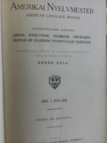 Green Béla - Amerikai nyelvmester (American languagemaster) (Green Béla)