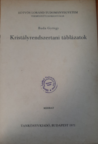 Buda Gyrgy - Kristlyrendszertani tblzatok