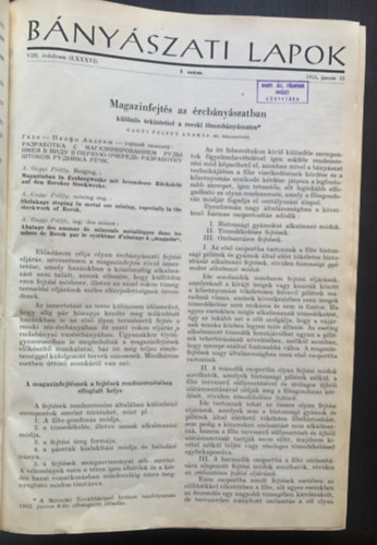 Bányászati lapok 1953 - 1-12. szám egybekötve - Teljes évfolyam - Az Országos Magyar Bányászati és Kohászati Egyesület folyóirata