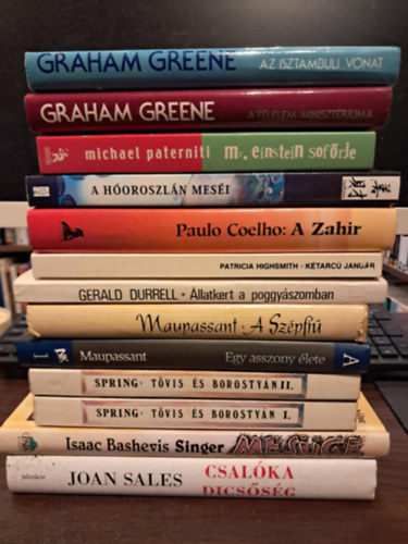 Graham Greene, Guy De Maupassant, Howard Spring, Gerald Durrell, Michael Paterniti, I. B. Singer, Joan Sales, Paulo Coelho - 13 db-os vilgirodalmi KNYVMENT AJNLAT: Az isztambuli vonat+A flelem minisztriuma+Egy asszony lete+A szpfi+Tvis s borostyn+