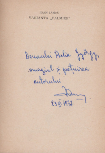Ioan Iancu - Varianta "Palmier" (Dedikált)