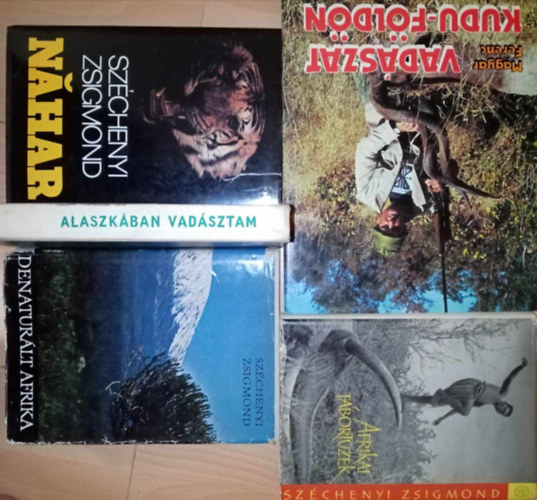 Szchenyi Zsigmond, Magyar Ferenc - Vadszati knyvcsomag (5 ktet) Alaszkban vadsztam - VADSZNAPL 1935. AUGUSZTUS-OKTBER / Afrikai tbortzek - VADSZNAPL-KIVONATOK 1932-1934. / Denaturlt Afrika - FELESGEMMEL A FEKETE FLDRSZEN / Nhar - INDIAI TINAPL / V