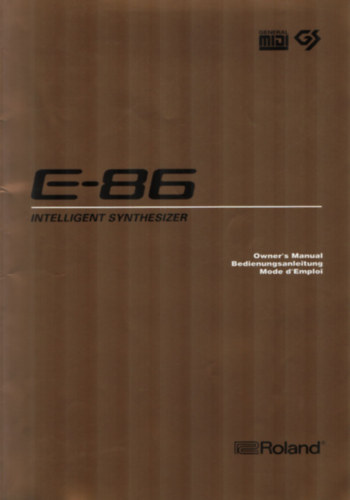Roland E-86 intelligent synthesizer - Owner's Manual. - Hasznlati tmutat.