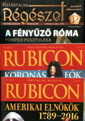 Több szerző - 3 db magazin: Rubicon (2015/12, 2016/12) Régészet (2016/2)
