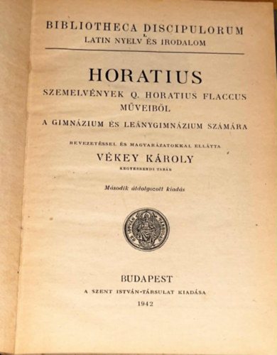 Horatius- Szemelvnyek Q. Horatius Flaccus mveibl